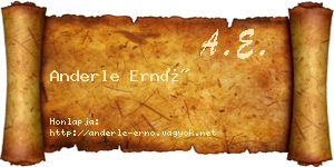 Anderle Ernő névjegykártya